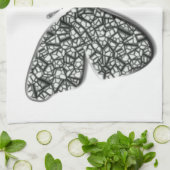 黒エレガント蝶・白蝶 キッチンタオル (折り畳み)