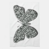 黒エレガント蝶・白蝶 キッチンタオル (縦)