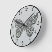 黒エレガント蝶・白蝶 ラウンド壁時計 (傾斜)