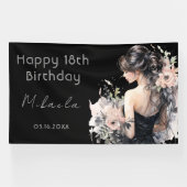 黒エレガント衣18誕生日ウェルカムバナー 横断幕 (横)