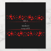 黒エレガント赤いハート ワインラベル (シングルラベル)