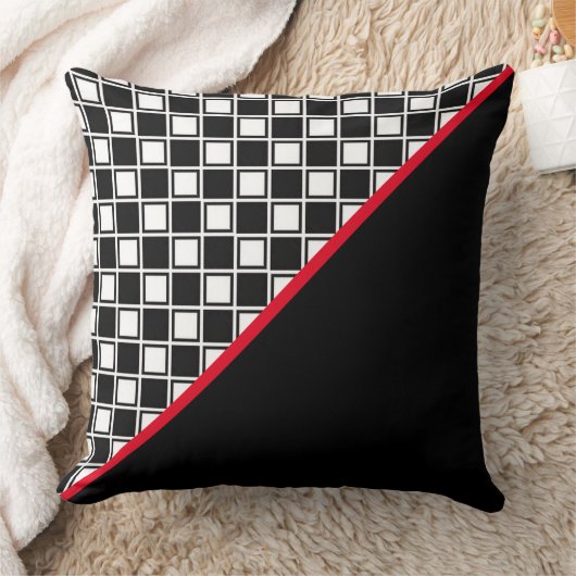 黒エレガント赤と白 クッション (ブランケット)