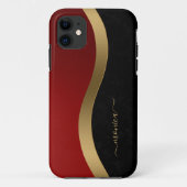 黒エレガント赤と金ゴールドパーソナライズされた Case-Mate iPhoneケース (裏面)