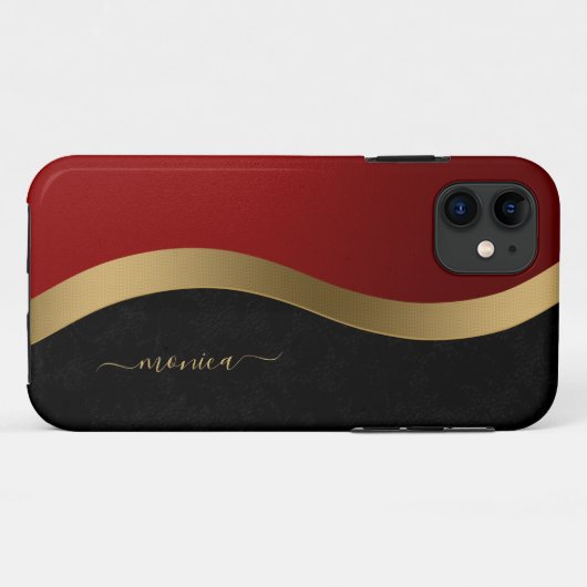 黒エレガント赤と金ゴールドパーソナライズされた Case-Mate iPhoneケース (裏面(横))