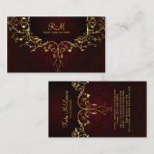黒エレガント赤と金ゴールド2ヴィンテージレース枠 名刺 (正面/裏面)