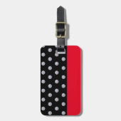 黒エレガント赤シルバーラゲージタグ ラゲッジタグ (正面縦)