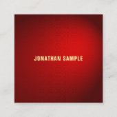 黒エレガント赤ダマスク金ゴールド文字クールテンプレート スクエア名刺 (正面)