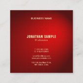 黒エレガント赤ダマスク金ゴールド文字クールテンプレート スクエア名刺 (裏面)