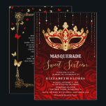 黒エレガント赤バラ金ゴールド仮装Sweet 16 招待状<br><div class="desc">赤を任意の色 金ゴールド、シルバー、バラの金ゴールドオプションに変更して、マスカレードのテーマユニークスイート16のパーティーを完璧に補完！SVG図解入りの、写真付きののアートワークであるRaphaela Wilsonユニークは、金ゴールドトーンと組み合わ与えせた色を簡単に変更できるクリエイティブの柔軟性を提供する。祝のマルディ・グラエレガントス/ハロウィーンをテーマにした映画結婚や、ハリウッドスタイルのメキシコのフィエスタ・キンセアニェラやニューイヤーズ・イブのパーティーが代わりに？vip豪華なデザインは華美、金ゴールドの仮装のマスクを描いた王女の王冠/ティアラを連想させるダイヤモンドを加え、その輝きとあなたは探している美しいを追加することができる。下には、暗いブルゴーニュの赤いバラのマスクが色カスタマイズ付けされ、そのビーズや糸のラつるイトと共に表示される。この甘い16エレガント招待状の背面には、バラ、ヴィンテージ金ゴールド縁ど、フェスティバル蝶紙吹雪の水色パターンがありますが、すべて自分の色になることがでカスタムきる。Mis quince anosの写真を追加するか、またはパーソナライズされたイベントの追加情報を裏面に含める…この楽しむ仮装の招待カークールドで、あなたの甘い16のバースデーパーティーを思い出パーソナライズされたに残すこと！カテゴリ：花は甘い16招待状、モダン甘い16招待状、赤いバラの金ゴールド甘い16招待状。金ゴールド仮装テーマの色：ダークバーガンディーレッド、バラ、金ゴールド、ブラックとホワイトダイヤモンド。</div>