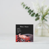 黒エレガント赤ピーコックファッション宝石モノグラム スクエア名刺 (スタンド正面)