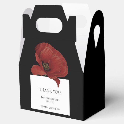 黒エレガント赤フローラ結婚の感謝 フェイバーボックス (オープン)