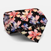 黒エレガント赤ワイルドフラワーネックタイ ネクタイ (ロール)