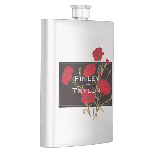 黒エレガント赤ヴィンテージフローラカーネーションマンリー フラスク (右)
