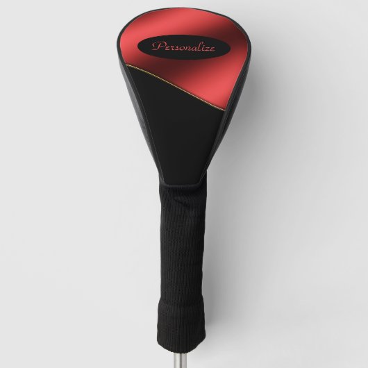 黒エレガント赤波スタイリッシュデザインパーソナライズ ゴルフヘッドカバー (正面)