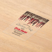 黒エレガント赤金ゴールドドリップスグリッター誕生日 アクリル招待状 (レイダウン)