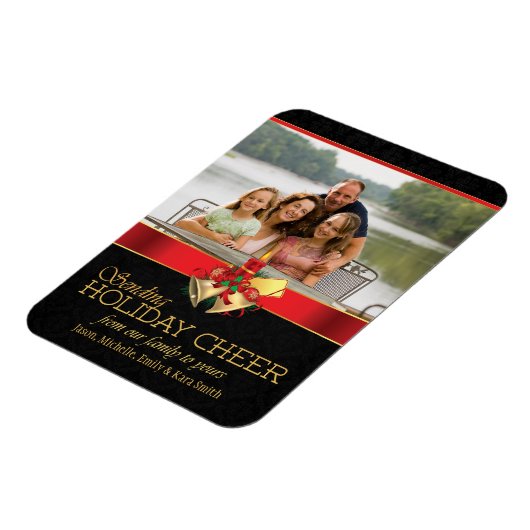 黒エレガント赤金ゴールド休日応援フォト磁石 マグネット (左側)