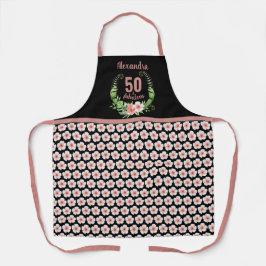 黒エレガント赤面ピンクフローラ50歳 エプロン