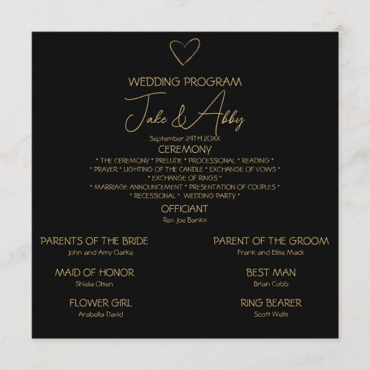 黒エレガント輝く愛のハート結婚ズ黒 プログラム (正面)