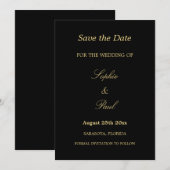 黒エレガント金のベージュの結婚式の日付を保存 セーブザデート (正面/裏面)