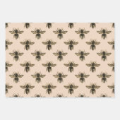 黒エレガント金の蜜蜂 ラッピングペーパーシート (正面3)