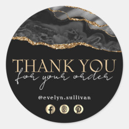 黒エレガント金ゴールドが感謝していシール ラウンドシール