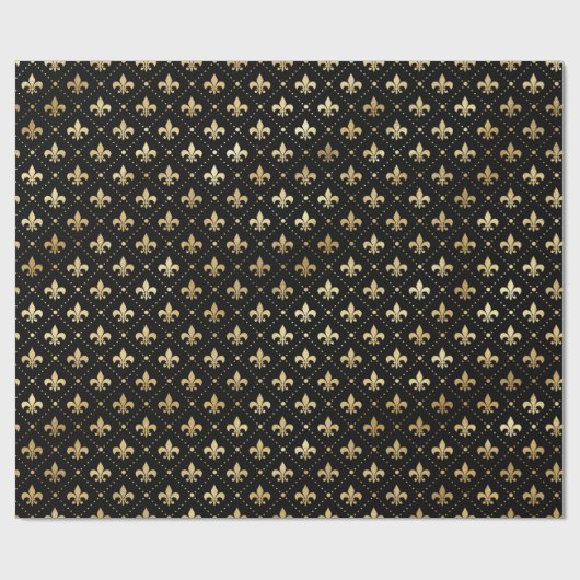 黒エレガント金ゴールドきらめく(紋章の)フラ・ダ・リ誕生日 ラッピングペーパー (フラット)