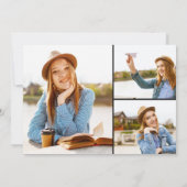 黒エレガント金ゴールドの写真卒業 招待状 (裏面)