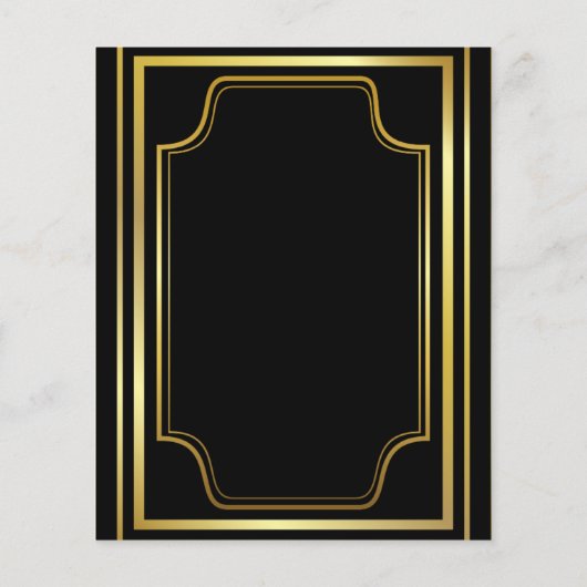 黒エレガント金ゴールドの結婚メニューカード (裏面)