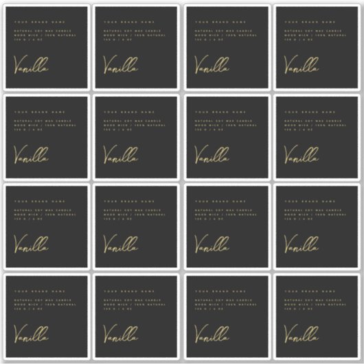 黒エレガント金ゴールドろうそく製品ラベル シール (正面)