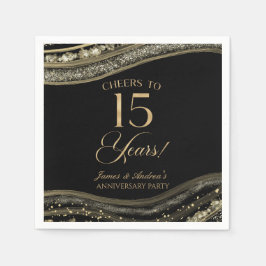 黒エレガント金ゴールドアガテ15周年記念パーティー スタンダードカクテルナプキン