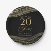 黒エレガント金ゴールドアガテ20周年記念パーティー ペーパープレート (正面)