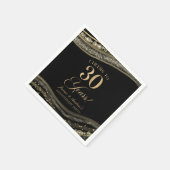 黒エレガント金ゴールドアガテ30周年記念パーティー スタンダードカクテルナプキン (角)