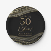 黒エレガント金ゴールドアガテ50周年記念パーティー ペーパープレート (正面)