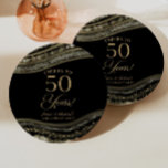 黒エレガント金ゴールドアガテ50周年記念パーティー ペーパープレート<br><div class="desc">ブラックエレガント金ゴールドアゲート50周年結婚パーティー紙プレート!</div>