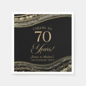 黒エレガント金ゴールドアガテ70周年記念パーティー スタンダードカクテルナプキン (正面)