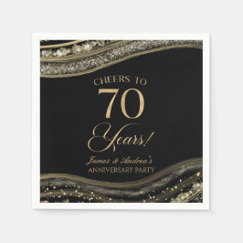黒エレガント金ゴールドアガテ70周年記念パーティー スタンダードカクテルナプキン