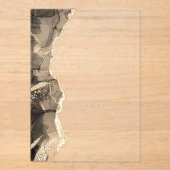 黒エレガント金ゴールドアゲテ結婚トのモノグラム アクリル招待状 (正面)