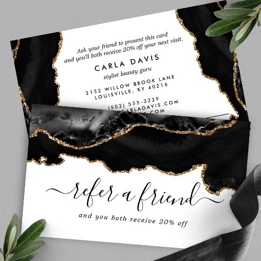黒エレガント金ゴールドアゲートマーブルモダン 紹介カード