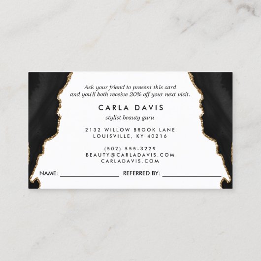 黒エレガント金ゴールドアゲートマーブルモダン 紹介カード (裏面)