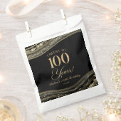 黒エレガント金ゴールドアゲート100th誕生日パーティー フェイバーバッグ (クリップ留めされた状態)