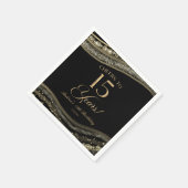 黒エレガント金ゴールドアゲート15th誕生日パーティー スタンダードカクテルナプキン (角)