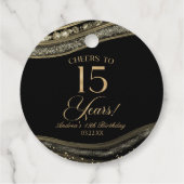 黒エレガント金ゴールドアゲート15th誕生日パーティー フェイバータグ (裏面)