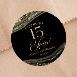 黒エレガント金ゴールドアゲート15th誕生日パーティー ラウンドシール