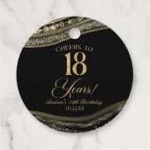 黒エレガント金ゴールドアゲート18th誕生日パーティー フェイバータグ (裏面)