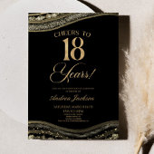 黒エレガント金ゴールドアゲート18th誕生日パーティー 招待状