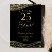 黒エレガント金ゴールドアゲート25th誕生日パーティー 招待状