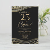 黒エレガント金ゴールドアゲート25th誕生日パーティー 招待状 (スタンド正面)