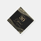 黒エレガント金ゴールドアゲート30歳の誕生日パーティー スタンダードカクテルナプキン (角)