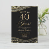 黒エレガント金ゴールドアゲート40歳の誕生日パーティー 招待状 (スタンド正面)