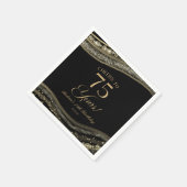 黒エレガント金ゴールドアゲート75th誕生日パーティー スタンダードカクテルナプキン (角)